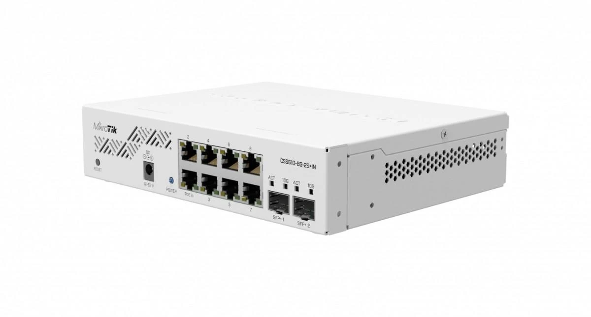 MikroTik | Debesis Maršrutizatorius Switch | CSS610-8G-2S+IN | Tvarkomas žiniatinklis | Montuojamas ant stovo | Gigabit Ethernet (vario) jungtys kiekis 8 | SFP+ jungtys kiekis 2