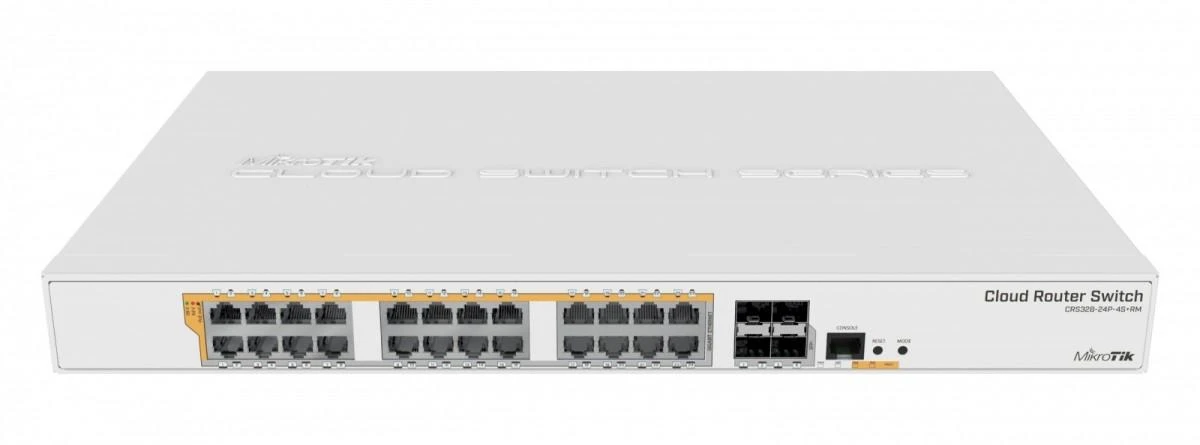 MikroTik | CRS328-24P-4S+RM Gigabit Ethernet POE/POE+ maršrutizatorius/jungiklis | Tvarkoma L3 | Montuojamas ant stovo | Gigabit Ethernet (vario) jungtys kiekis 24x 1GbE | SFP+ jungtys kiekis 4x SFP+ | PoE/Poe+ jungtys kiekis 24 | Maitinimo tipas Vienvietis | 12 mėn.