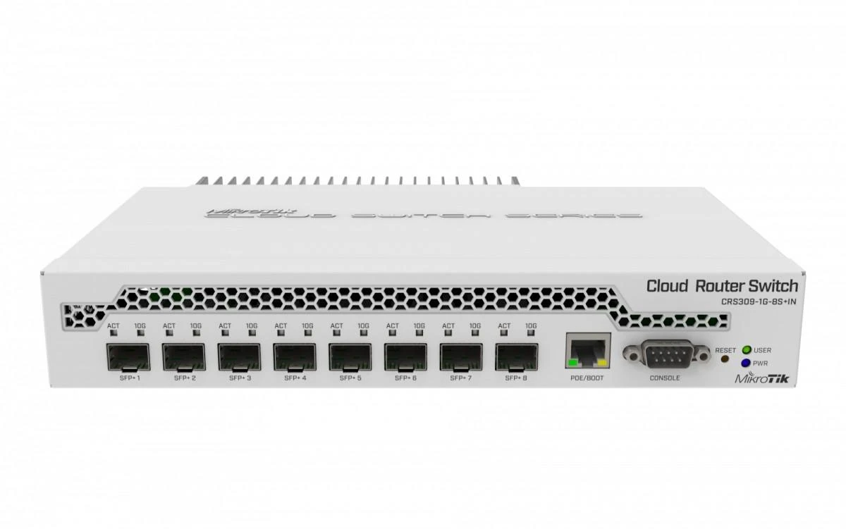 Maršrutizatorius MikroTik | Jungiklis | CRS309-1G-8S+IN | Tvarkomas žiniatinklyje | Darbalaukis | Gigabit Ethernet (vario) jungtys kiekis 1 | SFP+ jungtys kiekis 8