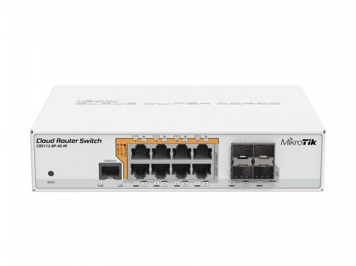 Maršrutizatorius MIKROTIK CRS112-8P-4S-IN PoE komutatorius 8x RJ45 1000Mb/s 4x SFP