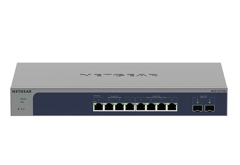 Šakotuvas „NETGEAR“ 8 prievadų daugiagigabitinis/10g eterneto išmanusis valdomasis „Pro“ komutatorius su 2 SFP+ prievadais (MS510TXM)