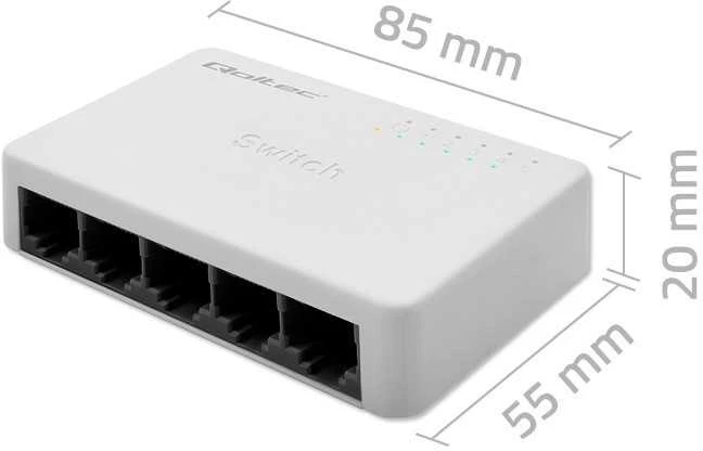 Šakotuvas Qoltec 52245 Tinklo jungiklis 5 x RJ45 prievadai | 100 Mbps | LAN