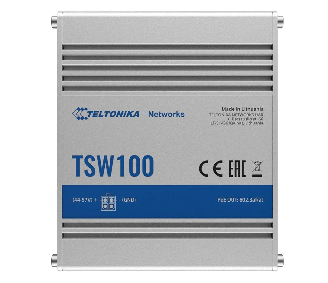 Šakotuvas 5 prievadų, 4 PoE prievadų komutatorius TELTONIKA TSW100