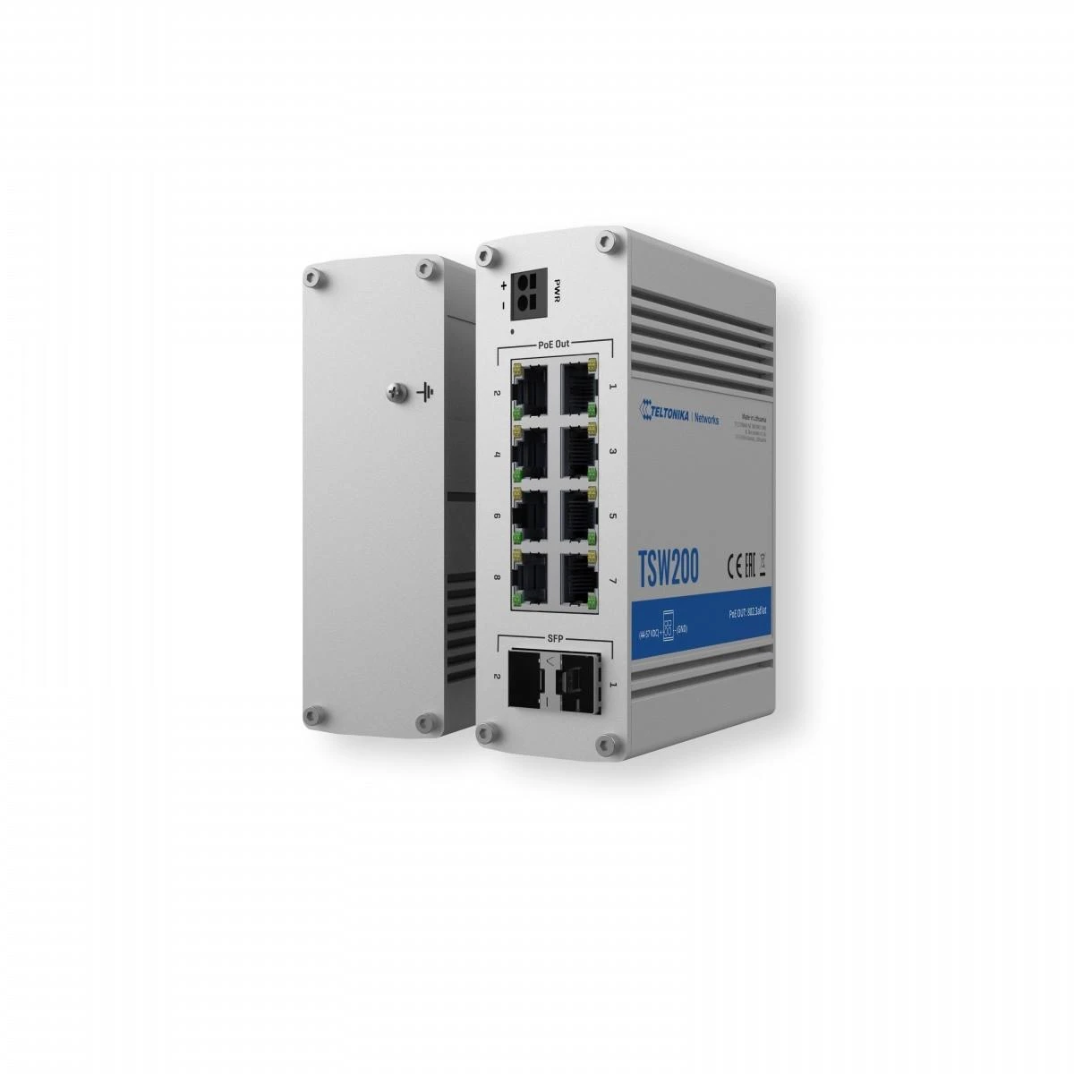 Teltonika | Ethernet komutatorius | TSW200 | Nevaldomas | Stalinis | Gigabito Ethernet (varinis) jungčių kiekis: 8 | 10 Gbps (RJ-45) jungčių kiekis: 0 | SFP jungčių kiekis: 2 | SFP+ jungčių kiekis: 0 | Combo jungčių kiekis: 0 | Maitinimo per Ethernet (PoE) jungčių kiekis: 8 | Maitinimo šaltinio tipas: Apsaugos klasė: IP30 | 24 mėn.