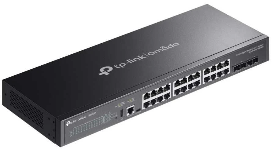 TP-Link Omada SG5428X tinklo komutatorius Valdomas L3 Gigabit Ethernet (10/100/1000) Juodas
