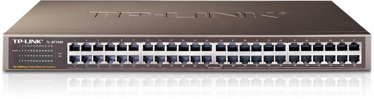 TP-LINK | 48 prievadų 10/100 Mbps stovo tipo komutatorius | TL-SF1048 | Nevaldomas | Montuojamas ant stovo
