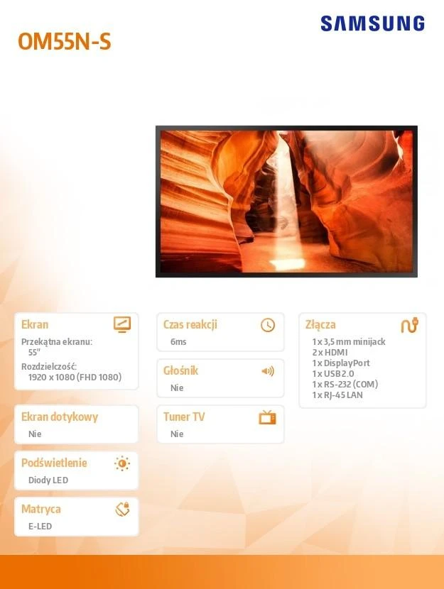 Monitorius SAMSUNG 55" OM55N FHD 4000 NITS 24/7 HIGH BRIGHTNESS SOC WIFI