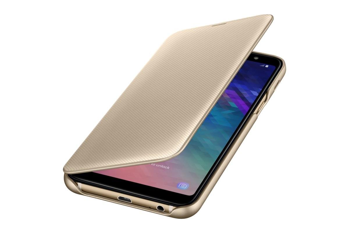 Samsung Galaxy A6+ (2018) dėklas - piniginė (Auksinis) WA605CFE