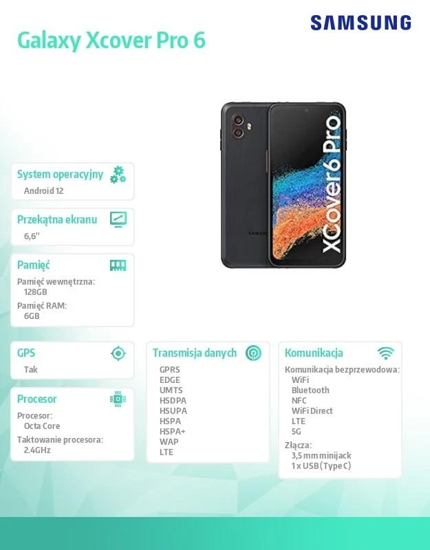 SAMSUNG Galaxy XCover 6 Pro 6/128GB Black