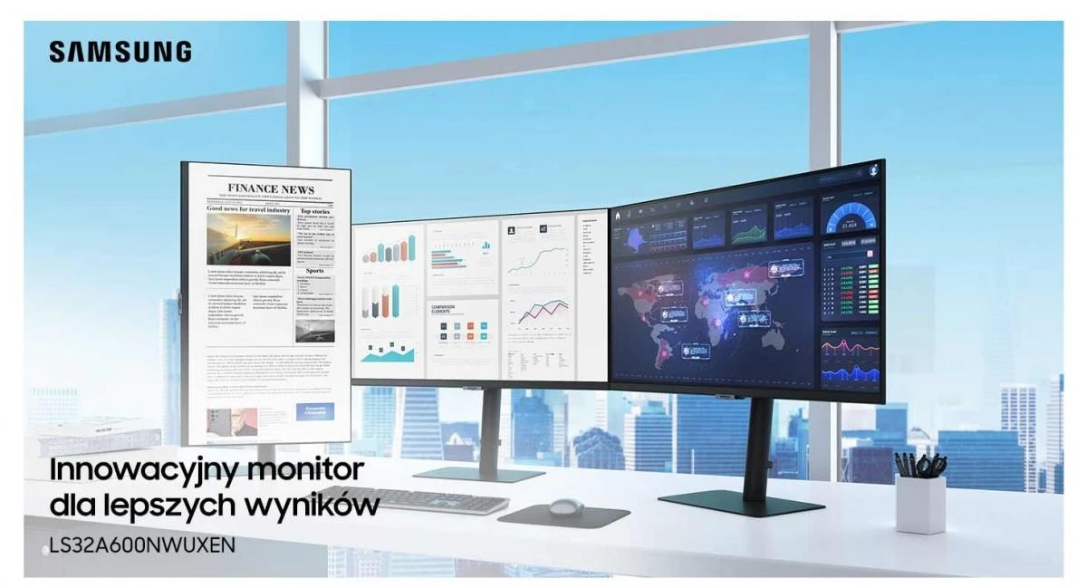 Monitorius „Samsung S32A600“ 32 colių berėmis ekranas, 16:9, 2560x1440, VA, 4 ms, HDR10, HAS / Pasukamas / Pakreipiamas, 130 mm, HDMI / DP, USB3.0 šakotuvas, VESA 100