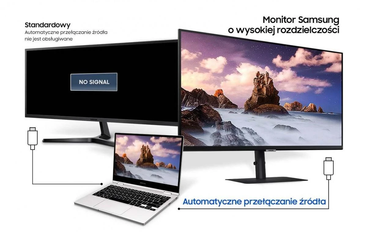 Monitorius „Samsung S32A600“ 32 colių berėmis ekranas, 16:9, 2560x1440, VA, 4 ms, HDR10, HAS / Pasukamas / Pakreipiamas, 130 mm, HDMI / DP, USB3.0 šakotuvas, VESA 100