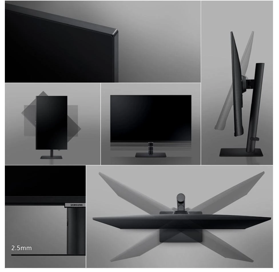 Monitorius „Samsung S32A600“ 32 colių berėmis ekranas, 16:9, 2560x1440, VA, 4 ms, HDR10, HAS / Pasukamas / Pakreipiamas, 130 mm, HDMI / DP, USB3.0 šakotuvas, VESA 100