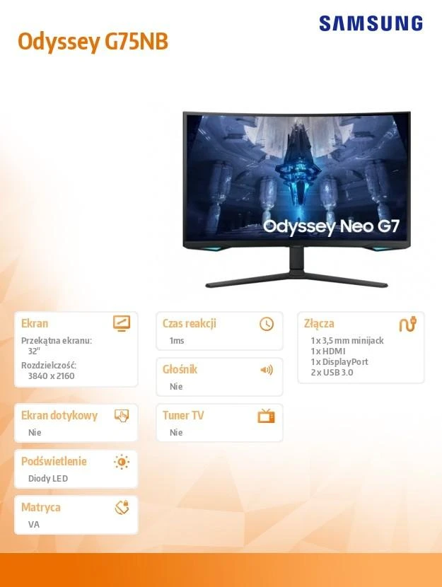 Monitorius Samsung LS32BG750NPX Gaming 165Hz 1ms Mini-LED + Quantum HDR 2000, Freesync Premium Pro, G-Sync Compatible UHD
