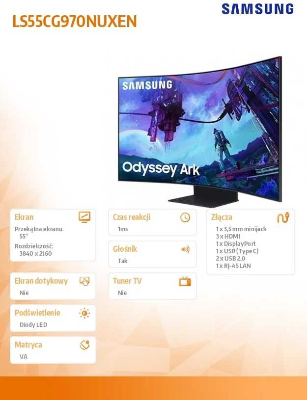 Monitorius Samsung Odyssey Ark G9 G97NC- 55" | VA lenktas | 4K | Mini LED | 165Hz | HDR10+