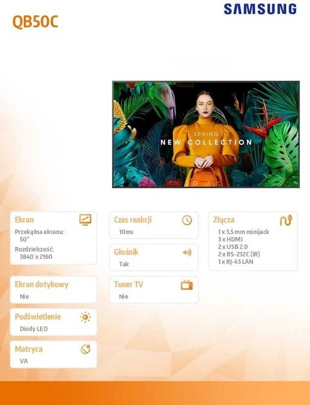 Monitorius Samsung Digital Signage QBC Serie 50" QB50C (LH50QBCEBGCXEN)