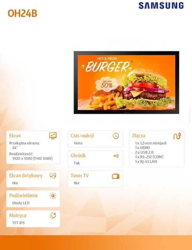 Monitorius SAMSUNG 24" OH24B FHD 1500 NITS 24/7 OUTDOOR HIGH BRIGHTNESS