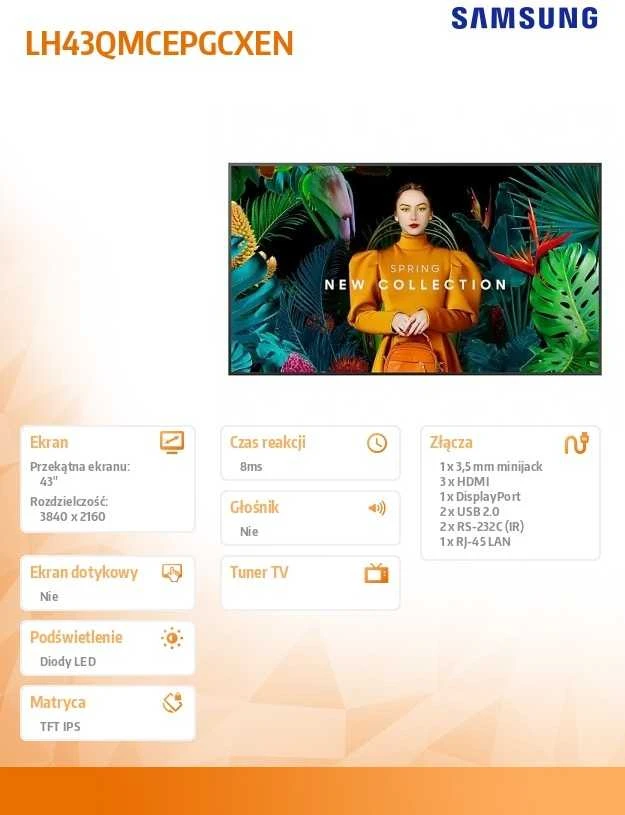 Monitorius SAMSUNG 43" QM43C UHD 500 NITS 24/7 SOC WIFI