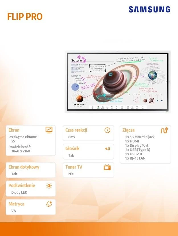 Monitorius SAMSUNG 55" FLIP PRO DIGITAL FLIPBOARD,UHD,TOUCH