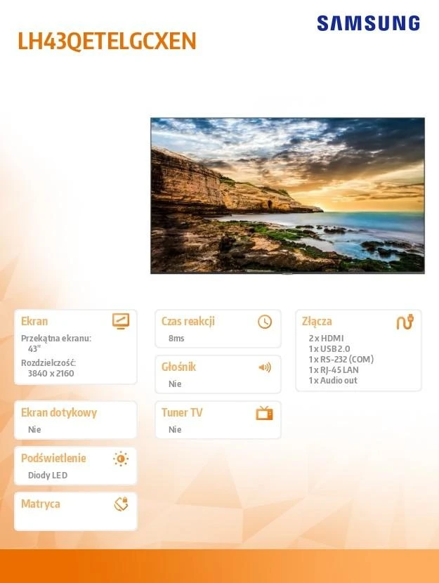 Monitorius Samsung QE43T (LH43QETELGCXEN)