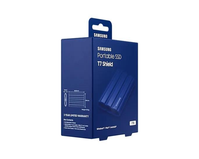 Išorinis kietasis diskas SSD SAMSUNG T7/1TB/USB 3.2/Rašymo greitis 1000 MB/sek/Skaitymo greitis 1050 MB/sek/MU-PE1T0R/EU