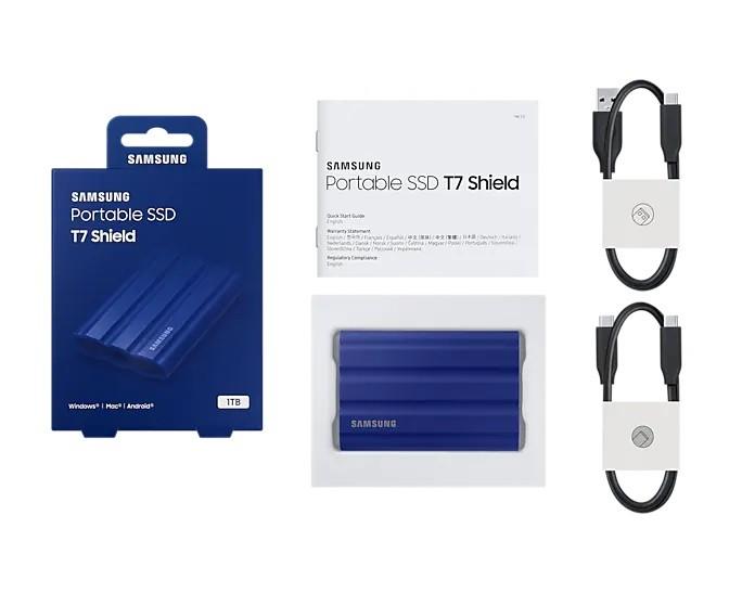 Išorinis kietasis diskas SSD SAMSUNG T7/1TB/USB 3.2/Rašymo greitis 1000 MB/sek/Skaitymo greitis 1050 MB/sek/MU-PE1T0R/EU