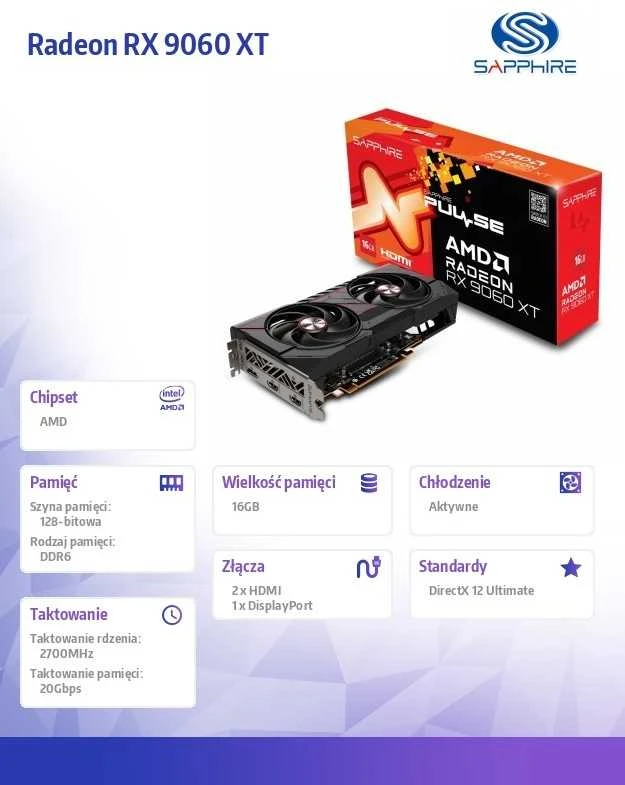 Vaizdo plokštė SAPPHIRE RX 9060 XT GAMING 16GB