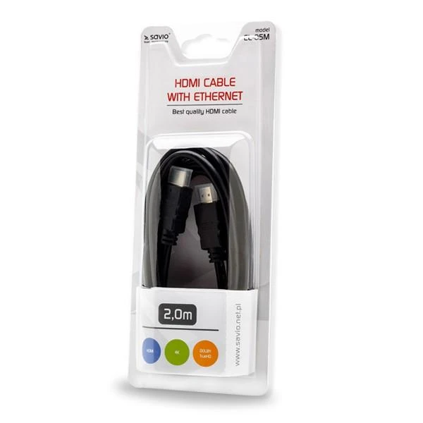 HDMI laidas Savio CL-05Z, HDMI, 2 m