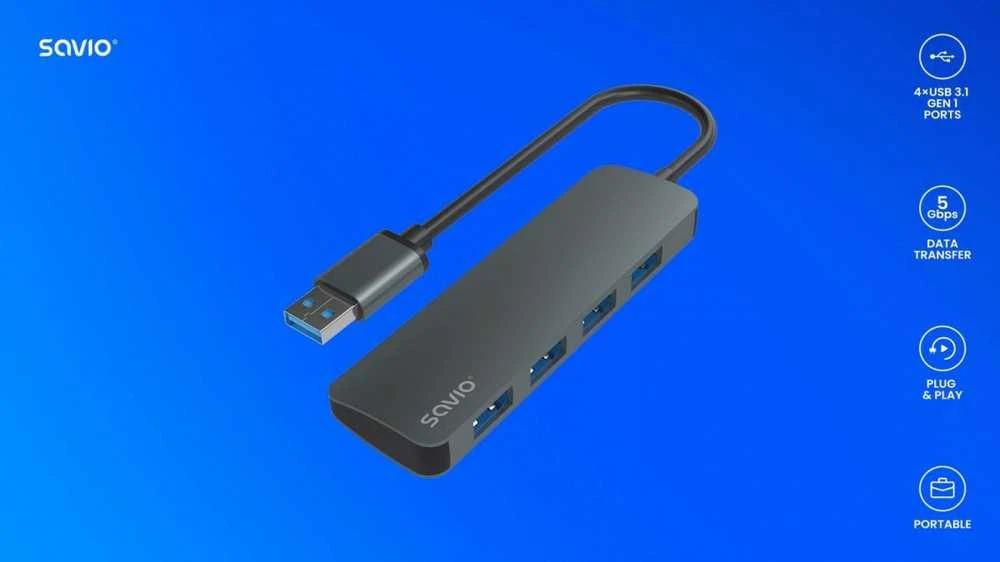 Port Savio AK-53 4 prievadų USB 3.1 Gen 1