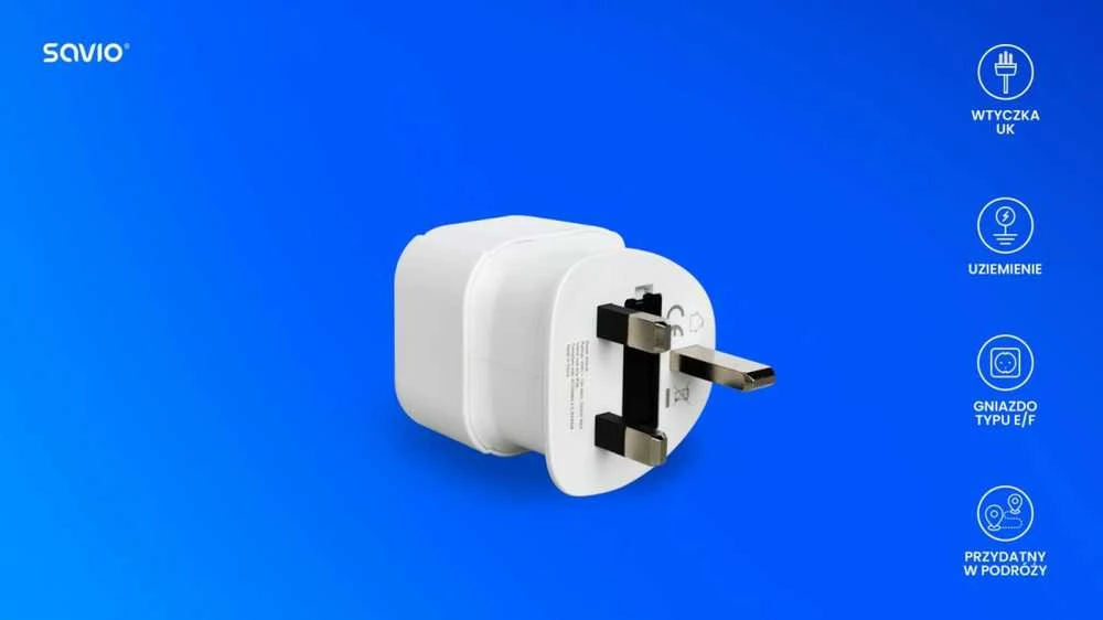 Savio AP-04 kelioninis adapteris UK kištukais