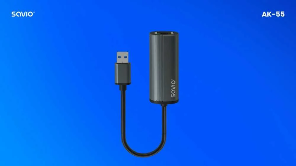 SAVIO AK-55 adapteris USB-A 3.1 GEN 1 do RJ-45 Gigabit Ethernet