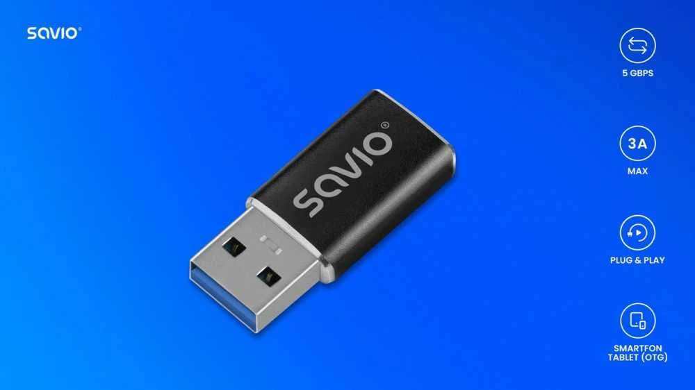 Savio Adapteris USB-C 3.1 (F) – USB-A 3.1 (M) AK-81