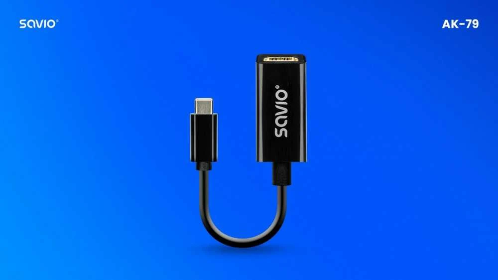 Savio Adapteris USB-C (M) – HDMI (F), 4K, 30Hz, plastikas, AK-79