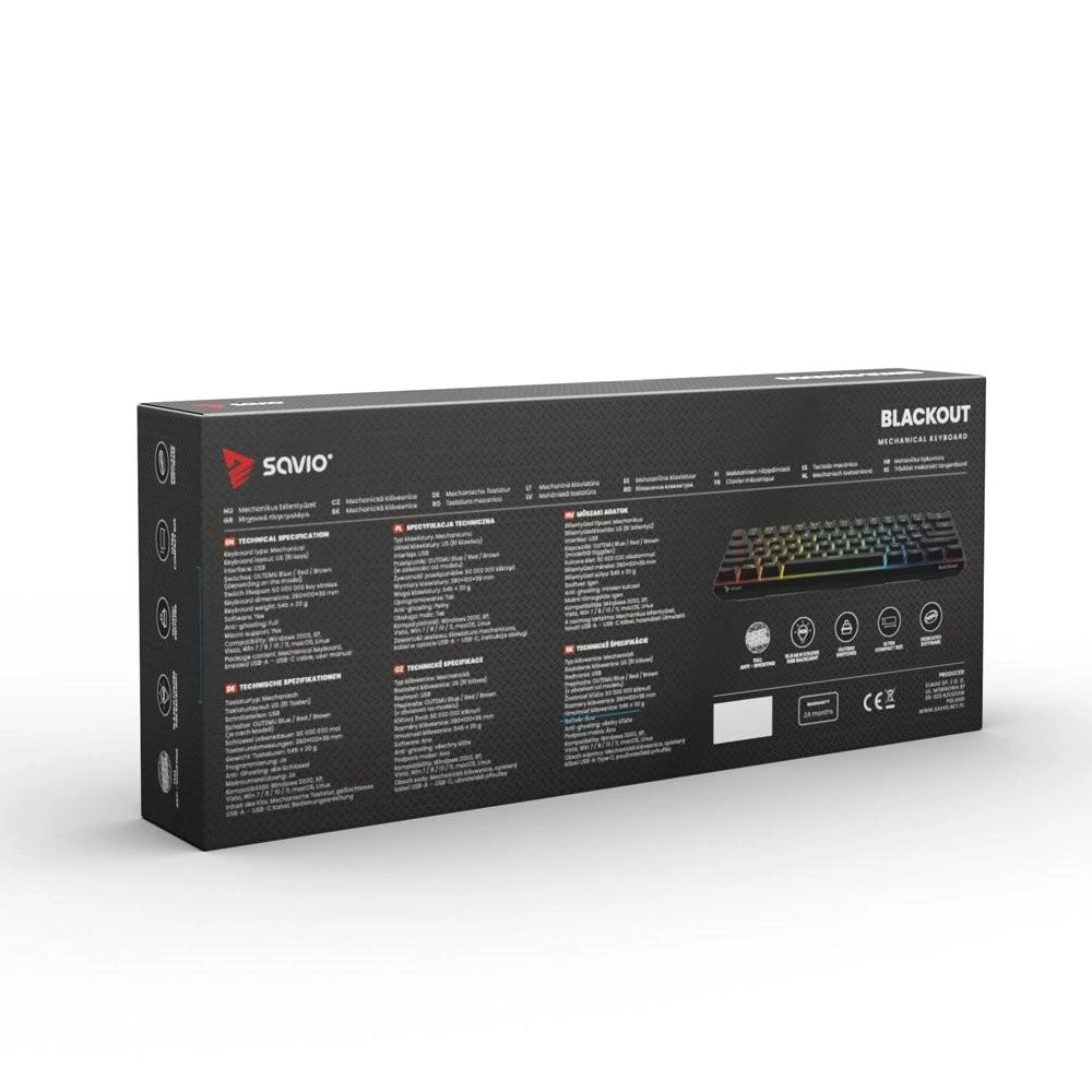 Savio Blackout Outemu Brown mechaninė klaviatūra