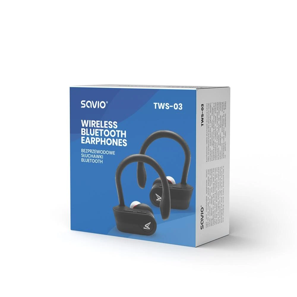 Belaidės Ausinės - Savio TWS-03 Juodos