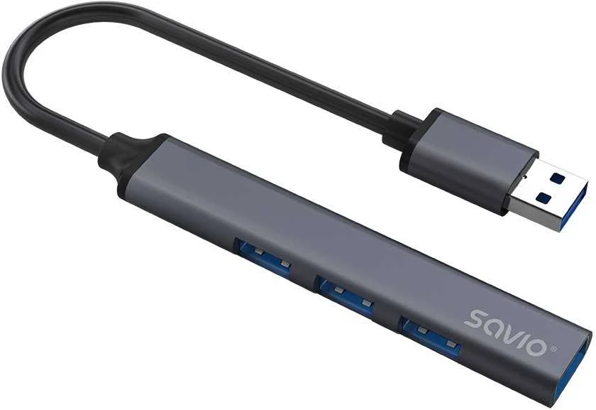 USB adapteriai – Savio AK-70 3 × USB-A 2.0, 1 × USB-A 3.1 Gen 1, 4 viename, 5 Gbps
