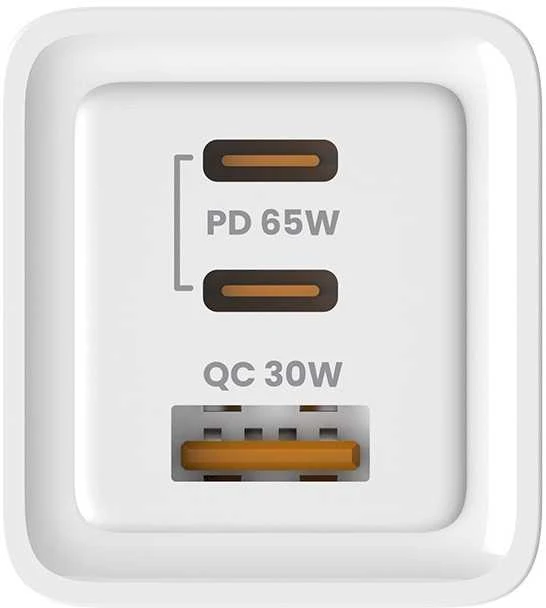Savio Įkroviklis jungiama į tinklą 65W GaN LA-07 su kablem typu C-USB typ C 100W 1m, balta ir-juoda