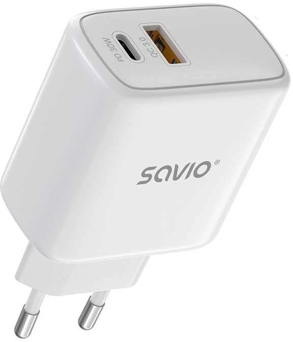 Savio Įkroviklis jungiama į tinklą LA-10 30W Quick Charge Power Delivery 3.0 Balta + Kabelis