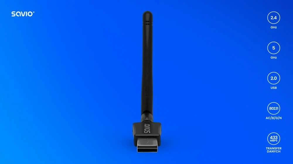 SAVIO AK-61 Adapteris WIFI USB 2.4GHz/5GHz