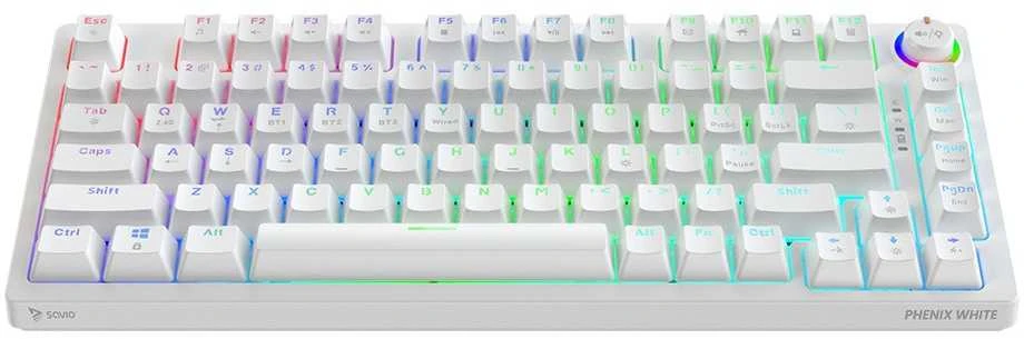 Savio Klaviatūra mechaninė belaidė PHENIX Baltas Gateron Geltona, ABS