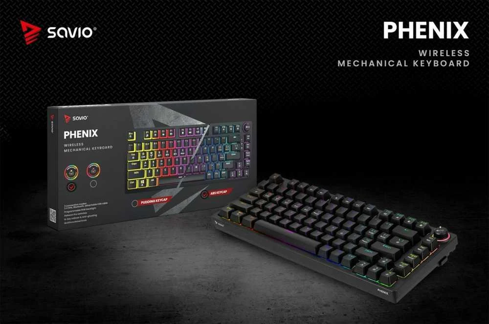Mechaninė klaviatūra - Savio Phenix Gateron Raudona Pro