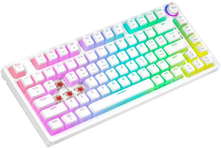 Savio Klaviatūra mechaninė belaidė PHENIX Baltas Gateron Raudona Pro, Pudding