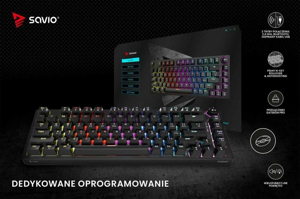Mechaninė klaviatūra - Savio Phenix Gateron Raudona Pro