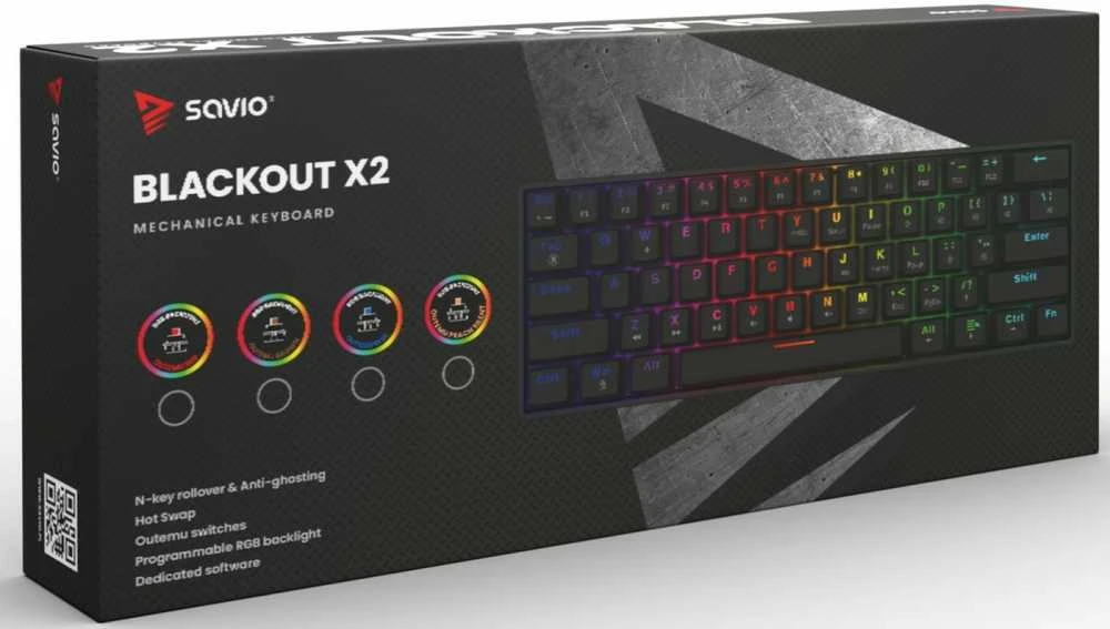 SAVIO BLACKOUT X2 mechaninė klaviatūra OUTEMU ruda, su karšto keitimo funkcija