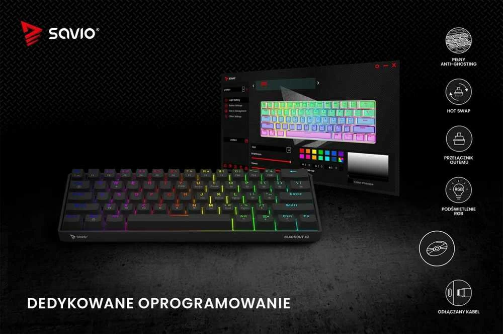 SAVIO BLACKOUT X2 mechaninė klaviatūra OUTEMU ruda, su karšto keitimo funkcija