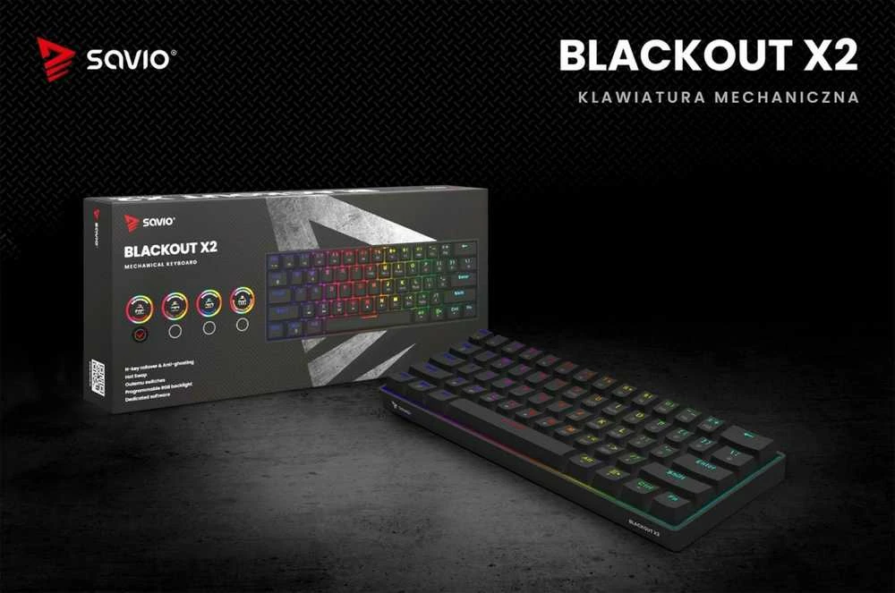 SAVIO BLACKOUT X2 Mechaninė klaviatūra OUTEMU Raudona, Hot Swap