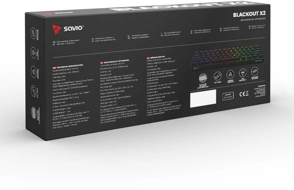 SAVIO BLACKOUT X2 mechaninė klaviatūra OUTEMU Peach tyli, karšto keitimo