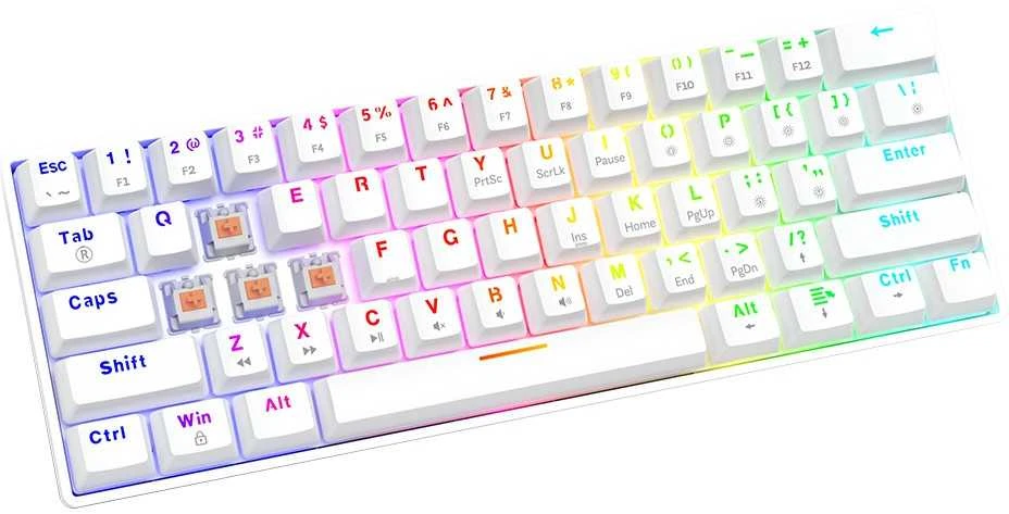 Savio Klaviatūra mechaninė WHITEOUT X2 OUTEMU Peach Silent, Hot Swap