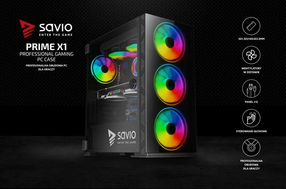 „Savio Prime X1“ ARGB stiklo dėklas (SAVGC-PRIMEX1)