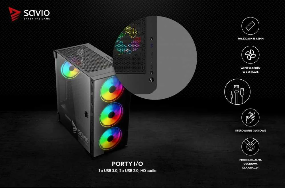 „Savio Prime X1“ ARGB stiklo dėklas (SAVGC-PRIMEX1)