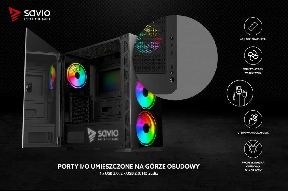 „Savio Prime X1“ ARGB stiklo dėklas (SAVGC-PRIMEX1)